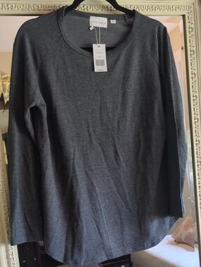 Caslon Charcoal Crewneck Long-Sleeve Sweater